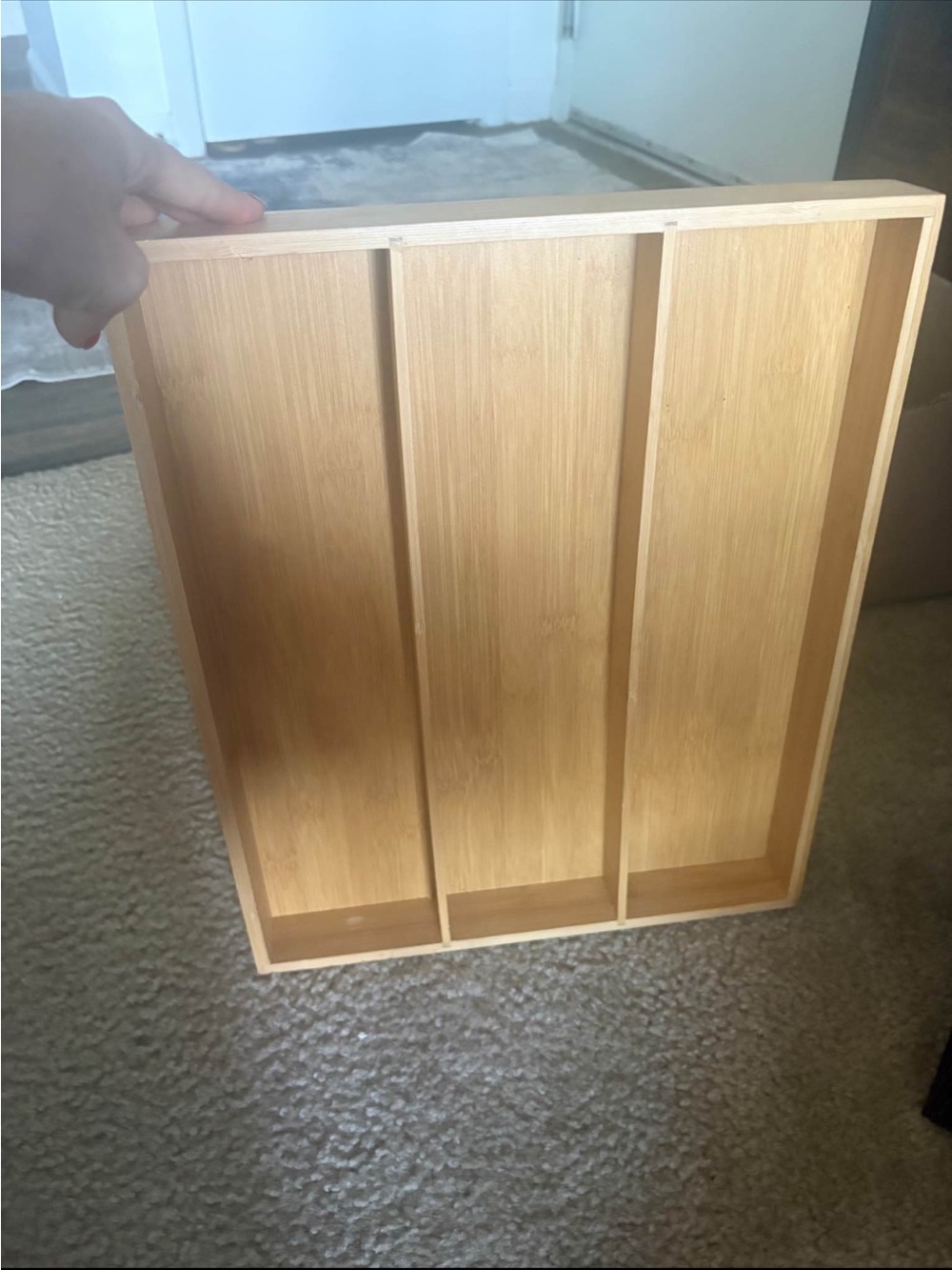 Natural Bamboo 3-Compartment Drawer Organizer by